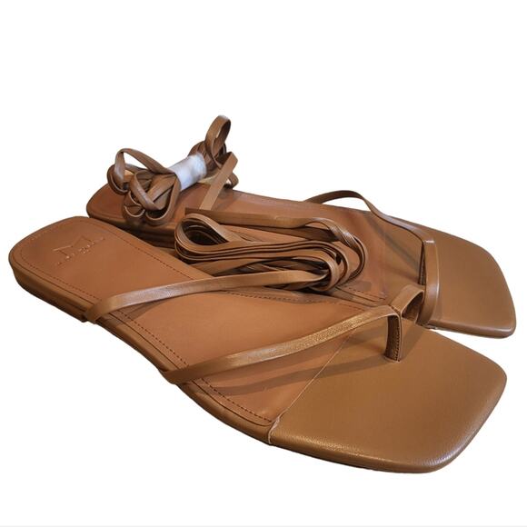 Marc Fisher LTD Square Toe Strappy Thong Sandal Brown 11 - Picture 4 of 7
